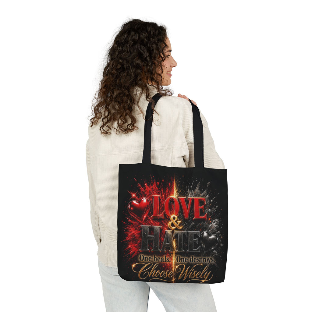 LOVE/HATE Canvas Tote Bag, 5-Color Straps