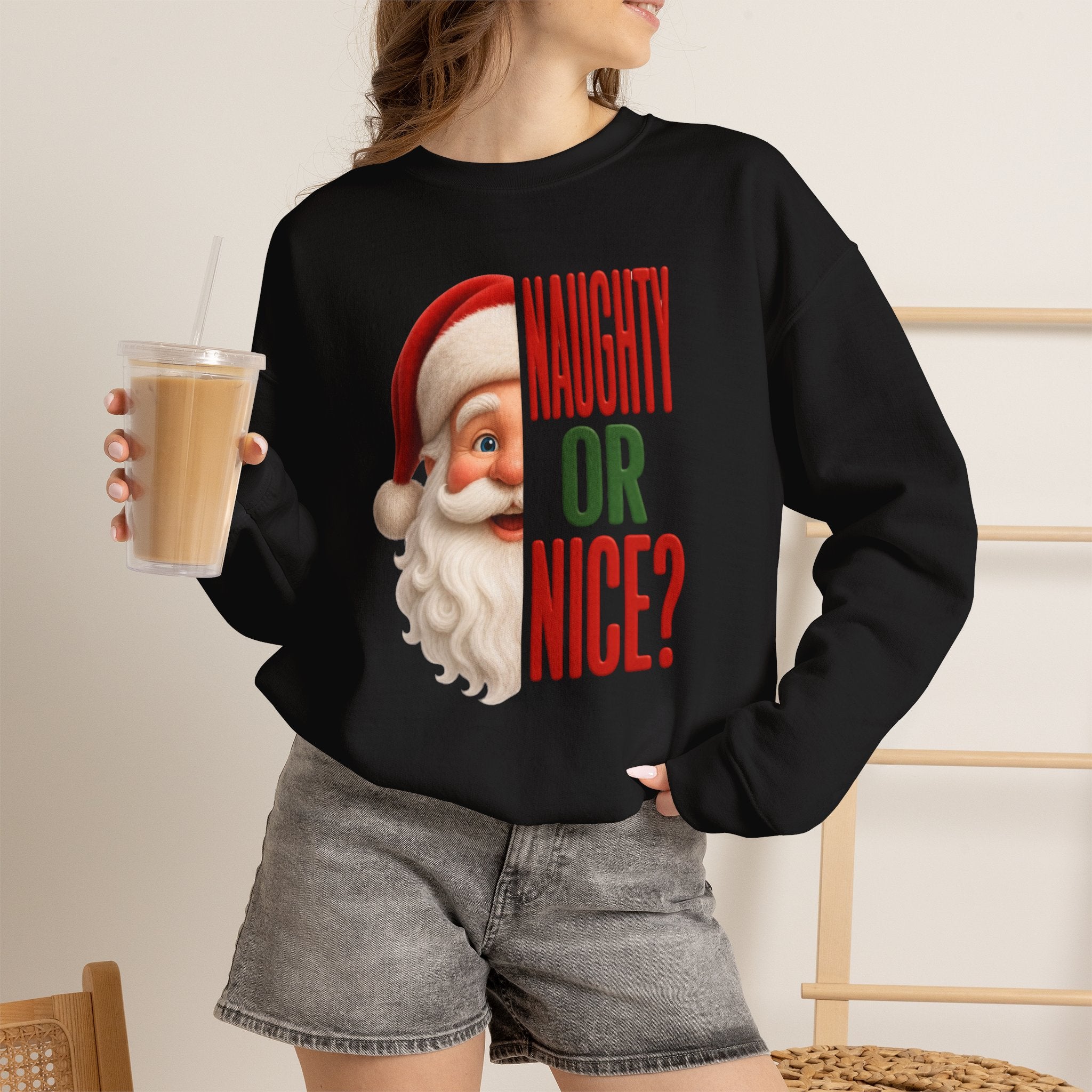 NAUGHTY OR NICE SANTA Unisex Heavy Blend™ Crewneck Sweatshirt