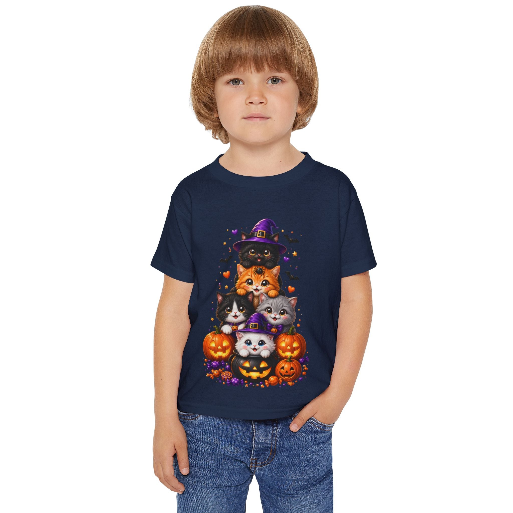 Cute Halloween Kittens Toddler Shirt | Halloween Cat Kids Tee | Pumpkin Cat Graphic Tee
