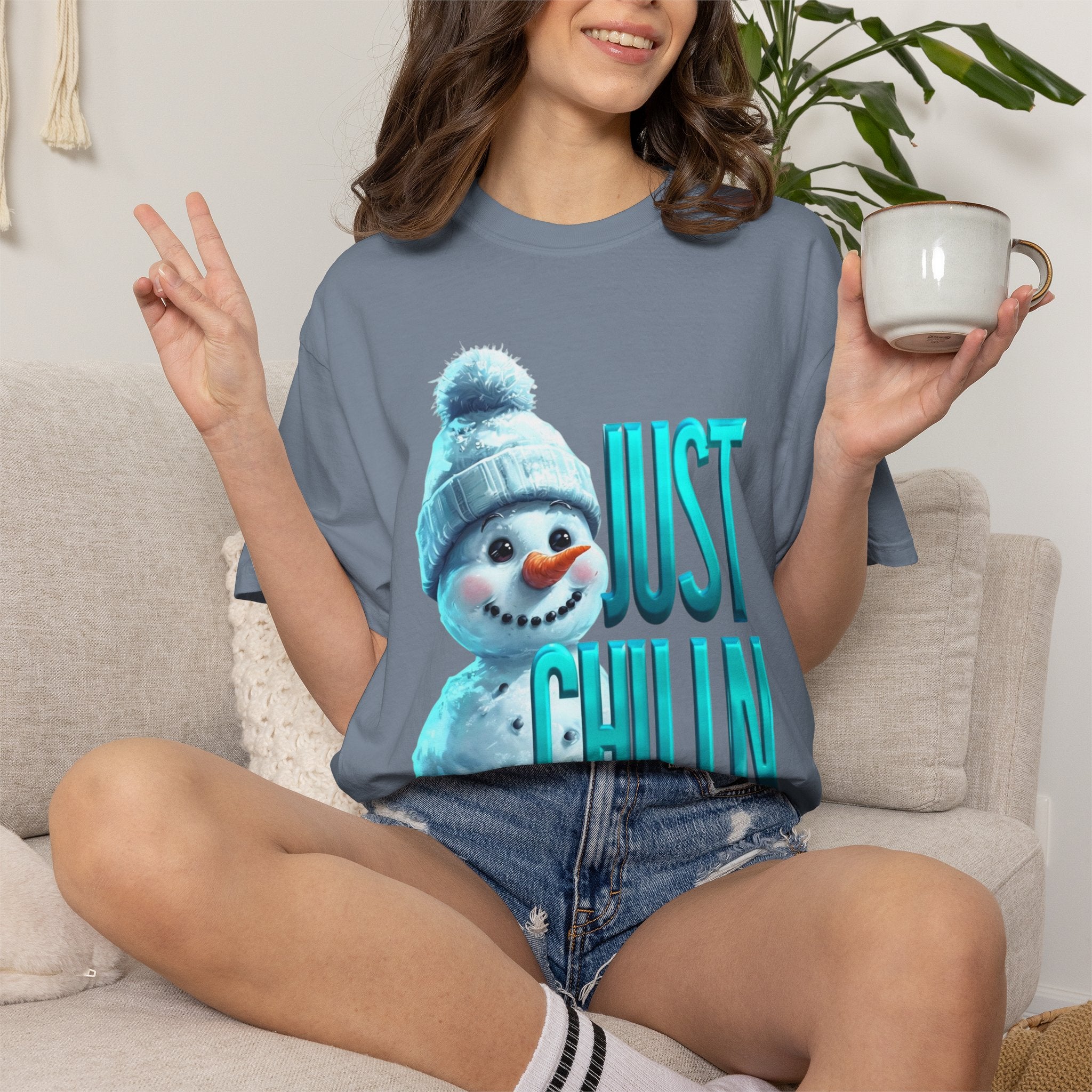 JUST CHILLN SNOWMAN Unisex Garment-Dyed T-shirt