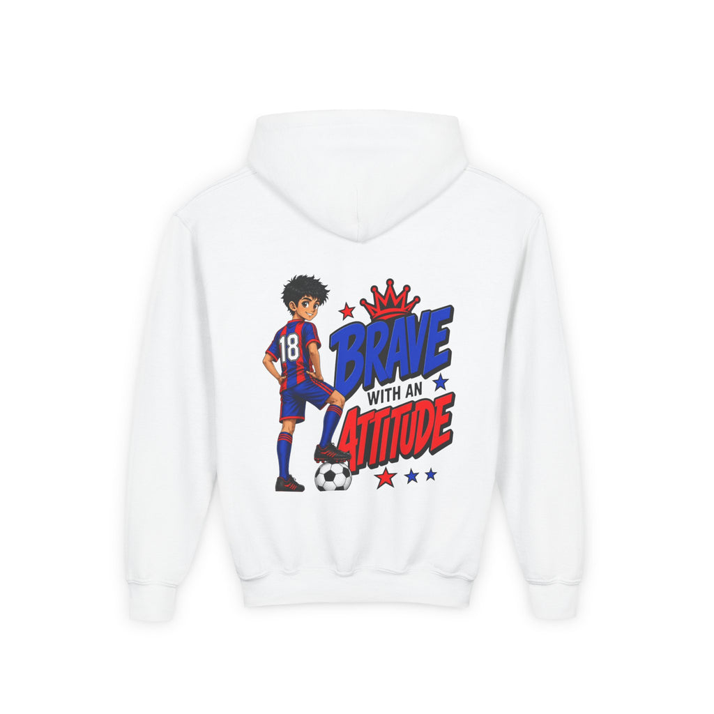 Brave Beats Attitude Soccer Hoodie for Boys | Youth Soccer Pullover | Kids Soccer Hoodie | Soccer Player Gift