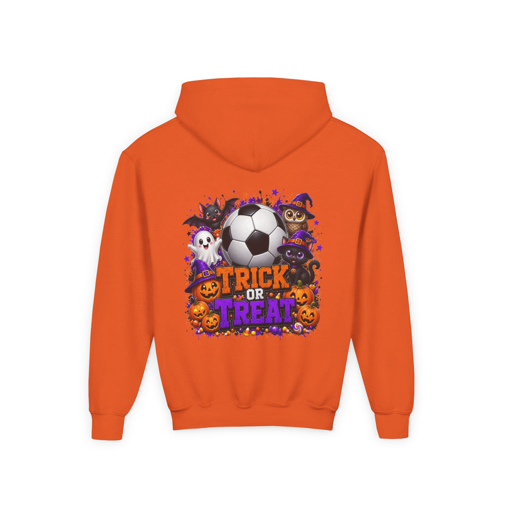 Kids Halloween Soccer Hoodie | Youth Trick or Treat Soccer Pullover | Happy Halloween Soccer Ball Hoodie | Boys Fall Hoodie | Soccer Player Gift