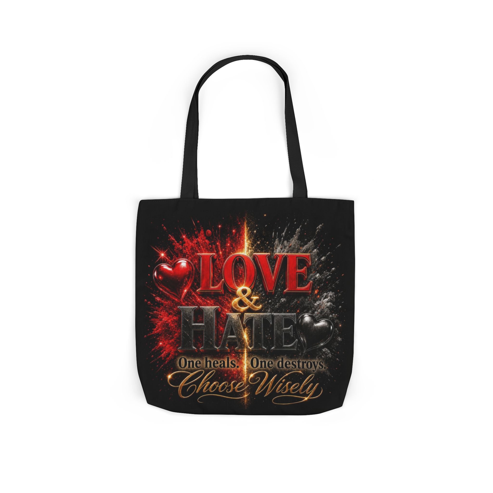 LOVE/HATE Canvas Tote Bag, 5-Color Straps