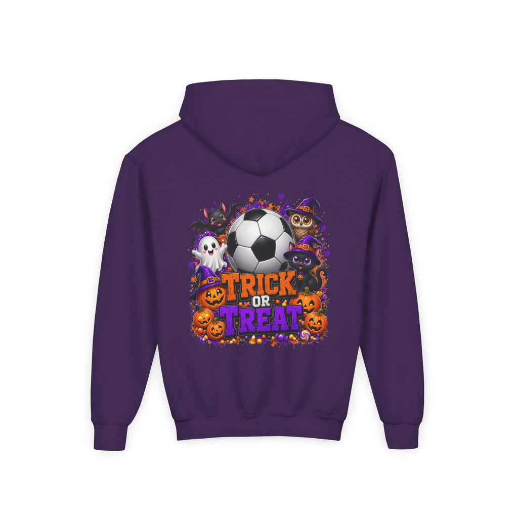 Kids Halloween Soccer Hoodie | Youth Trick or Treat Soccer Pullover | Happy Halloween Soccer Ball Hoodie | Boys Fall Hoodie | Soccer Player Gift
