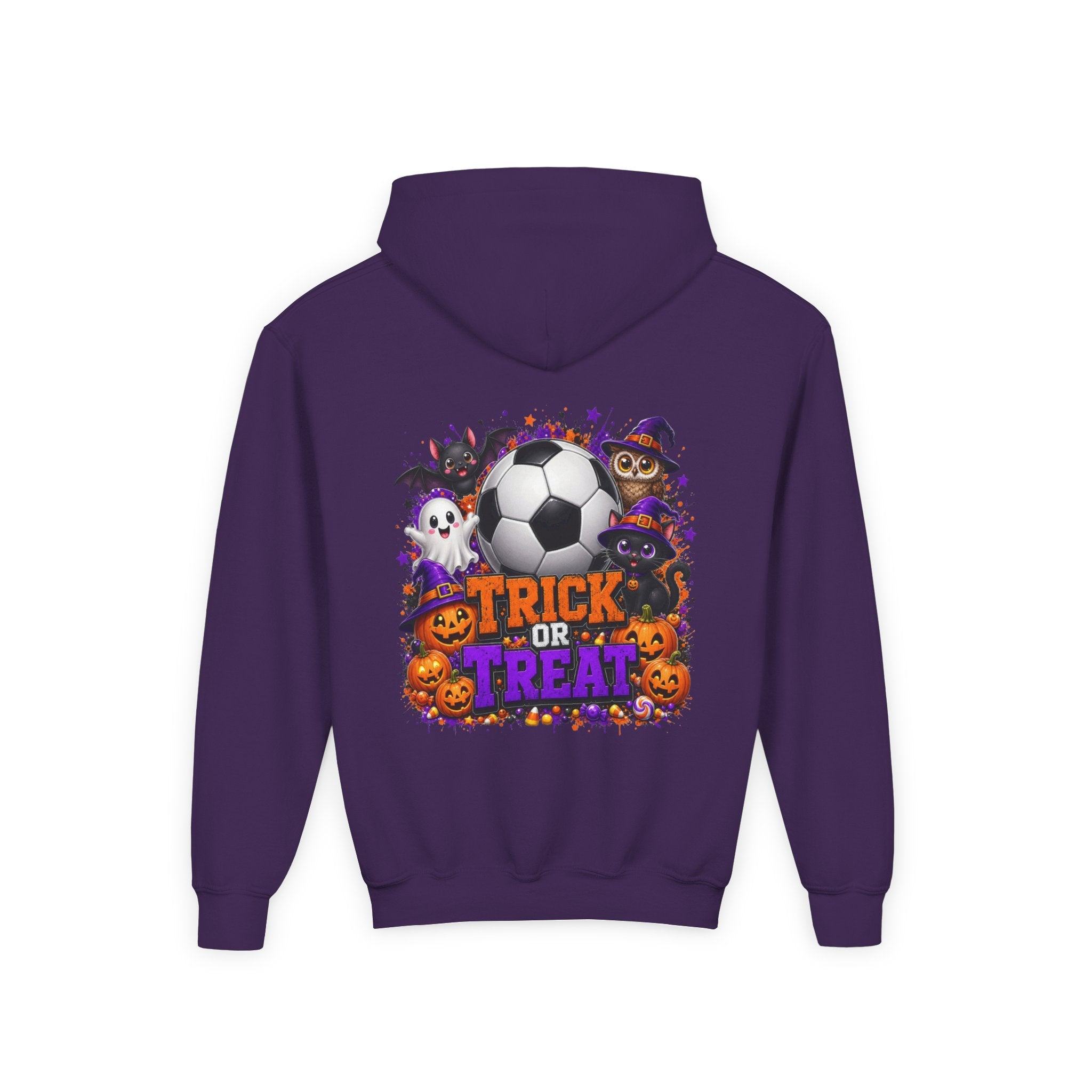 Kids Halloween Soccer Hoodie | Youth Trick or Treat Soccer Pullover | Happy Halloween Soccer Ball Hoodie | Boys Fall Hoodie | Soccer Player Gift