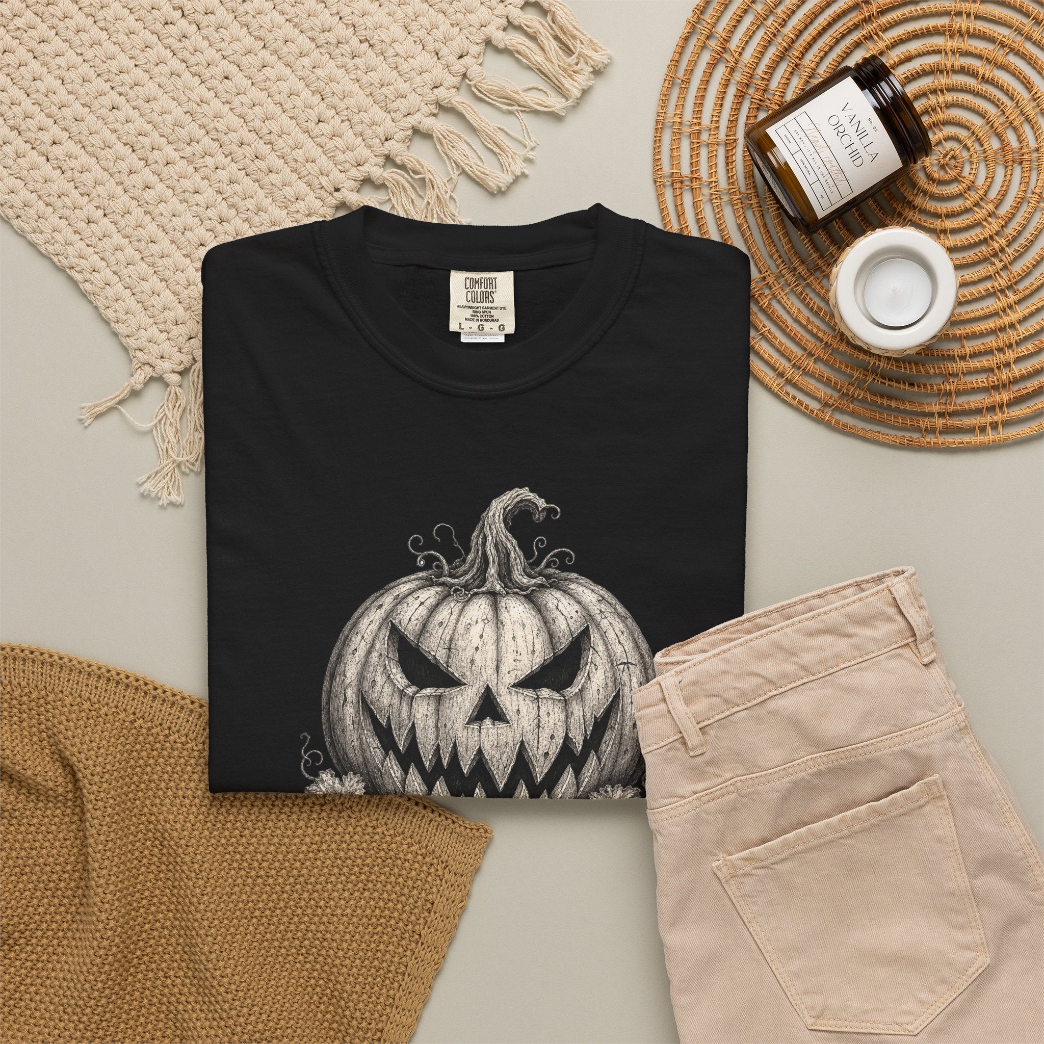 VINTAGE CREEPY PUMPKIN T-SHIRT Unisex Garment-Dyed T-shirt