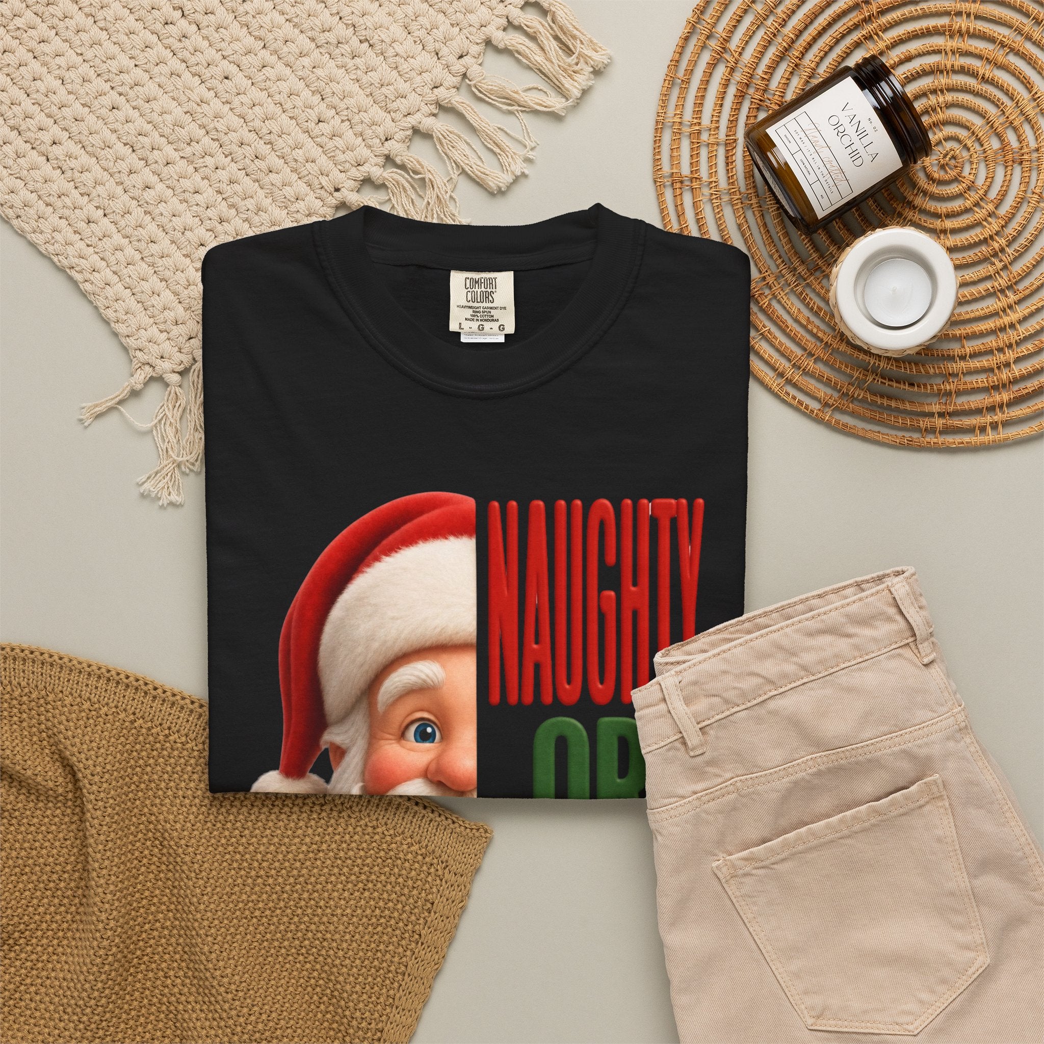 NAUGHTY OR NICE SANTA Unisex Garment-Dyed T-shirt