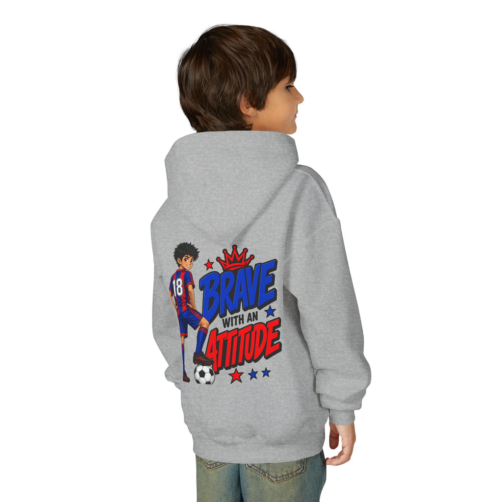 Brave Beats Attitude Soccer Hoodie for Boys | Youth Soccer Pullover | Kids Soccer Hoodie | Soccer Player Gift