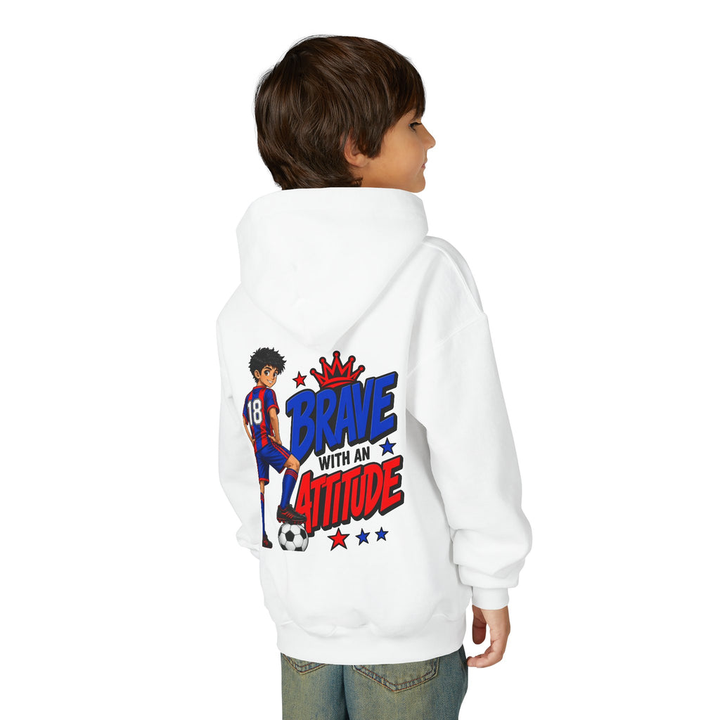 Brave Beats Attitude Soccer Hoodie for Boys | Youth Soccer Pullover | Kids Soccer Hoodie | Soccer Player Gift
