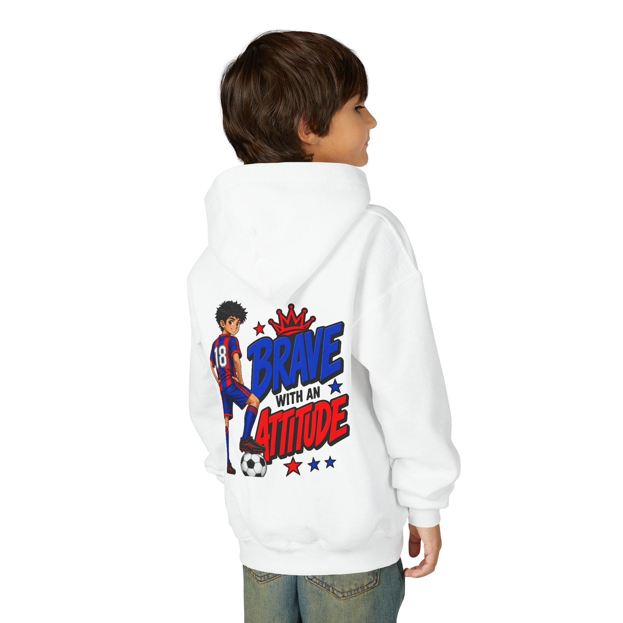 Brave Beats Attitude Soccer Hoodie for Boys | Youth Soccer Pullover | Kids Soccer Hoodie | Soccer Player Gift