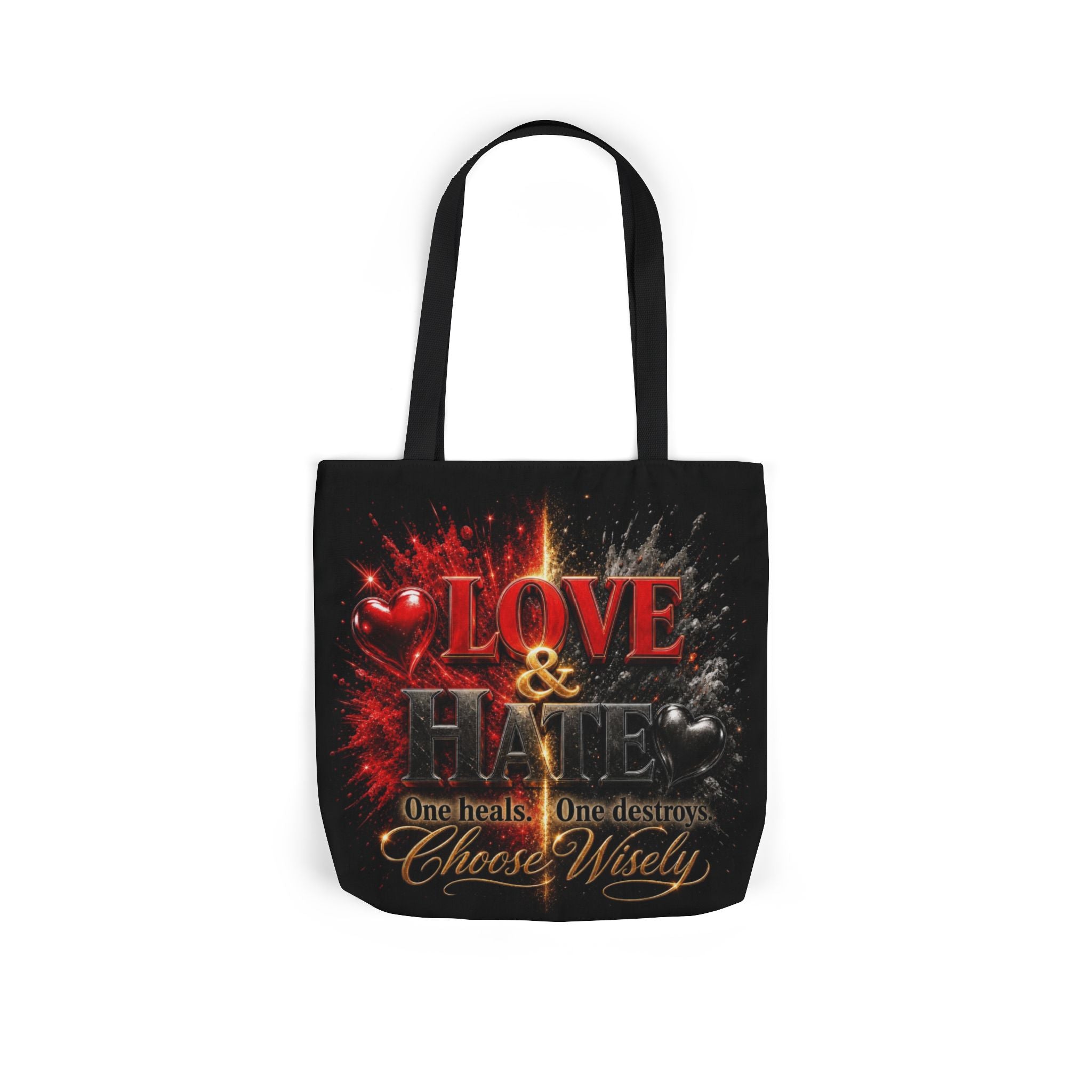 LOVE/HATE Canvas Tote Bag, 5-Color Straps