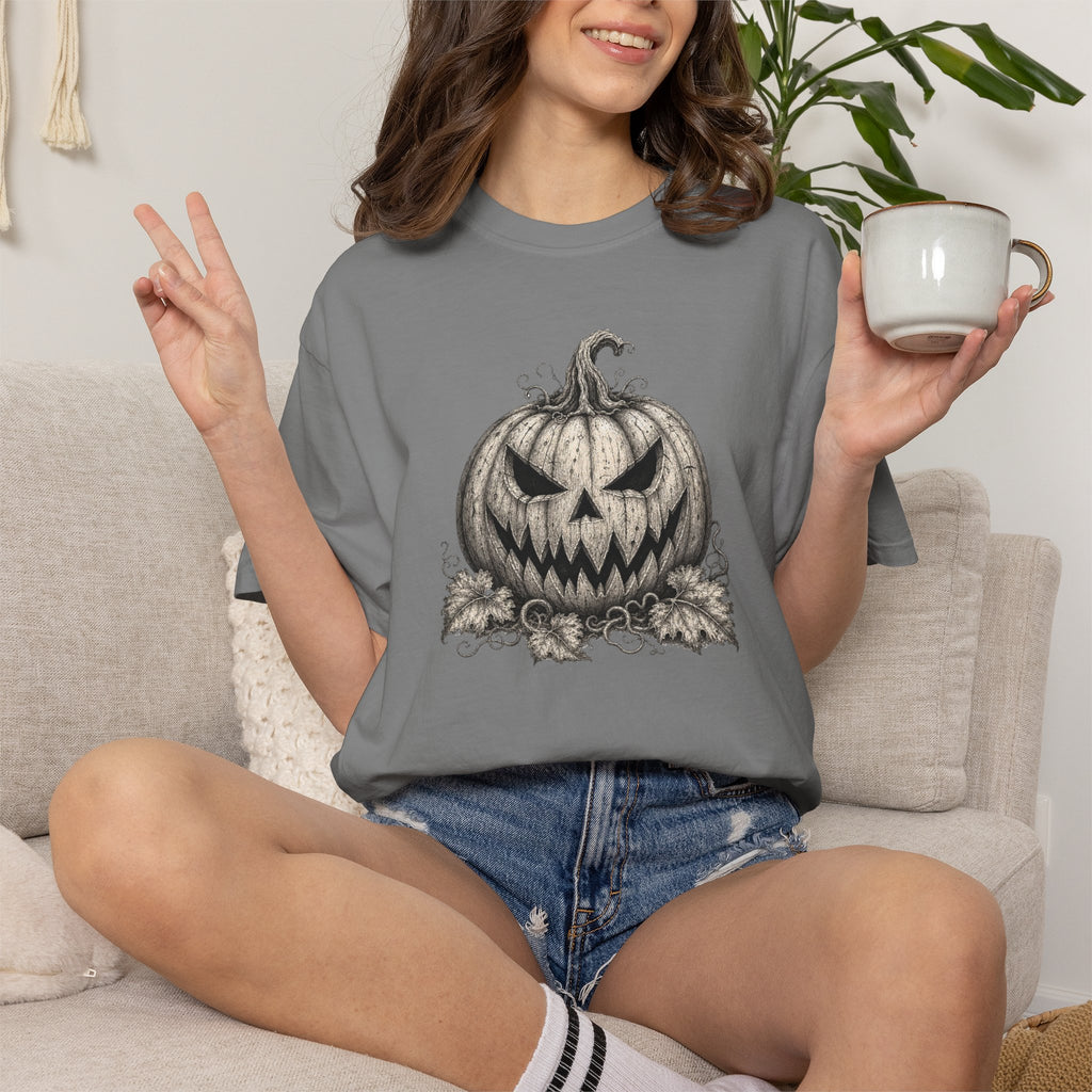 VINTAGE CREEPY PUMPKIN T-SHIRT Unisex Garment-Dyed T-shirt