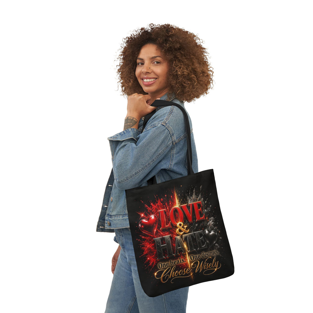 LOVE/HATE Canvas Tote Bag, 5-Color Straps