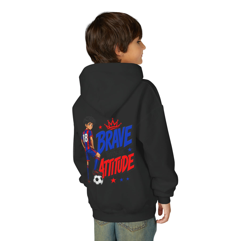 Brave Beats Attitude Soccer Hoodie for Boys | Youth Soccer Pullover | Kids Soccer Hoodie | Soccer Player Gift