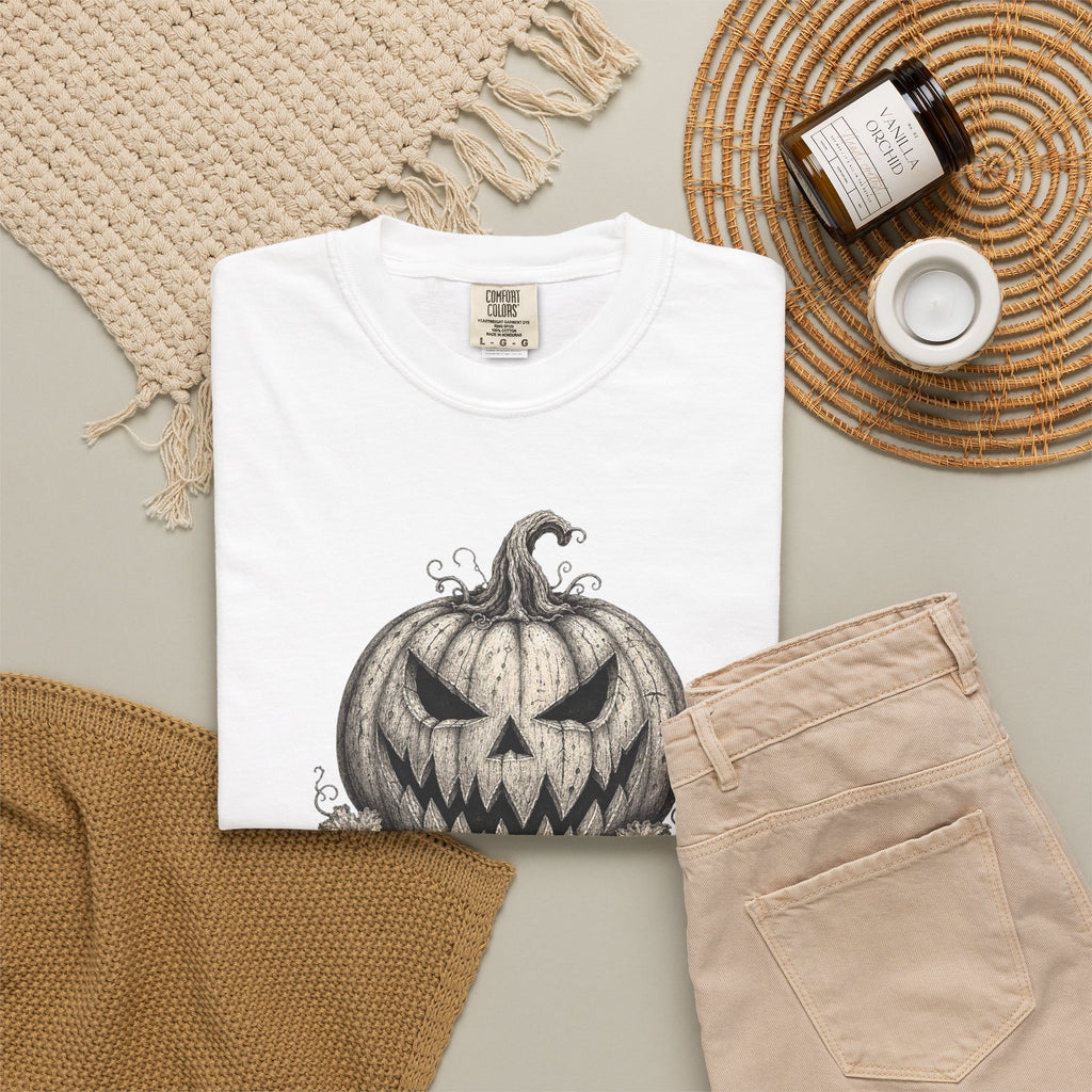 VINTAGE CREEPY PUMPKIN T-SHIRT Unisex Garment-Dyed T-shirt