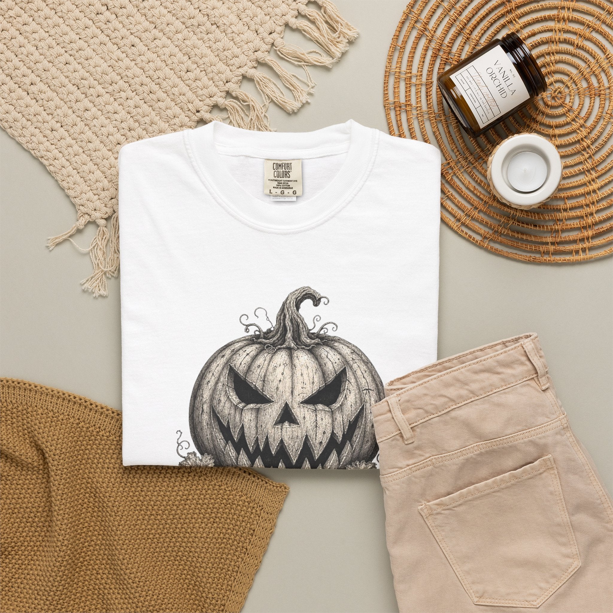 VINTAGE CREEPY PUMPKIN T-SHIRT Unisex Garment-Dyed T-shirt