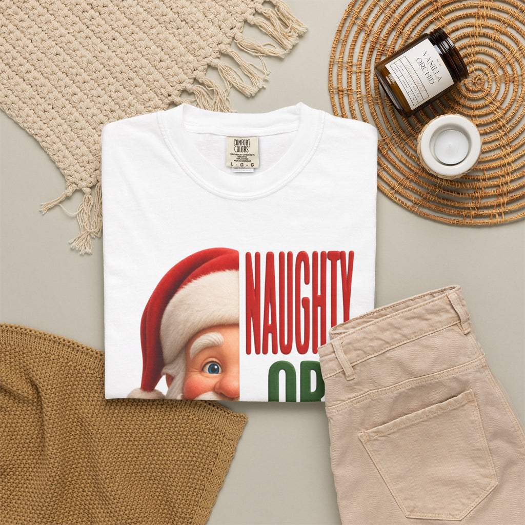 NAUGHTY OR NICE SANTA Unisex Garment-Dyed T-shirt