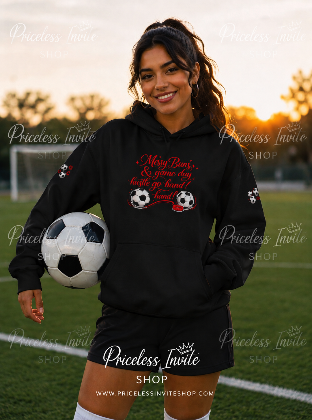Messy Buns & Game Day Hoodie | Soccer Mom Hooded Sweatshirt | Unisex Heavy Blend Hoodie | Soccer Lover Gift