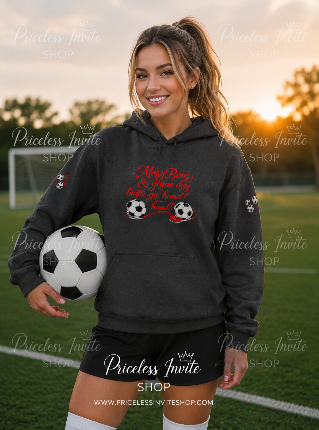Messy Buns & Game Day Hoodie | Soccer Mom Hooded Sweatshirt | Unisex Heavy Blend Hoodie | Soccer Lover Gift