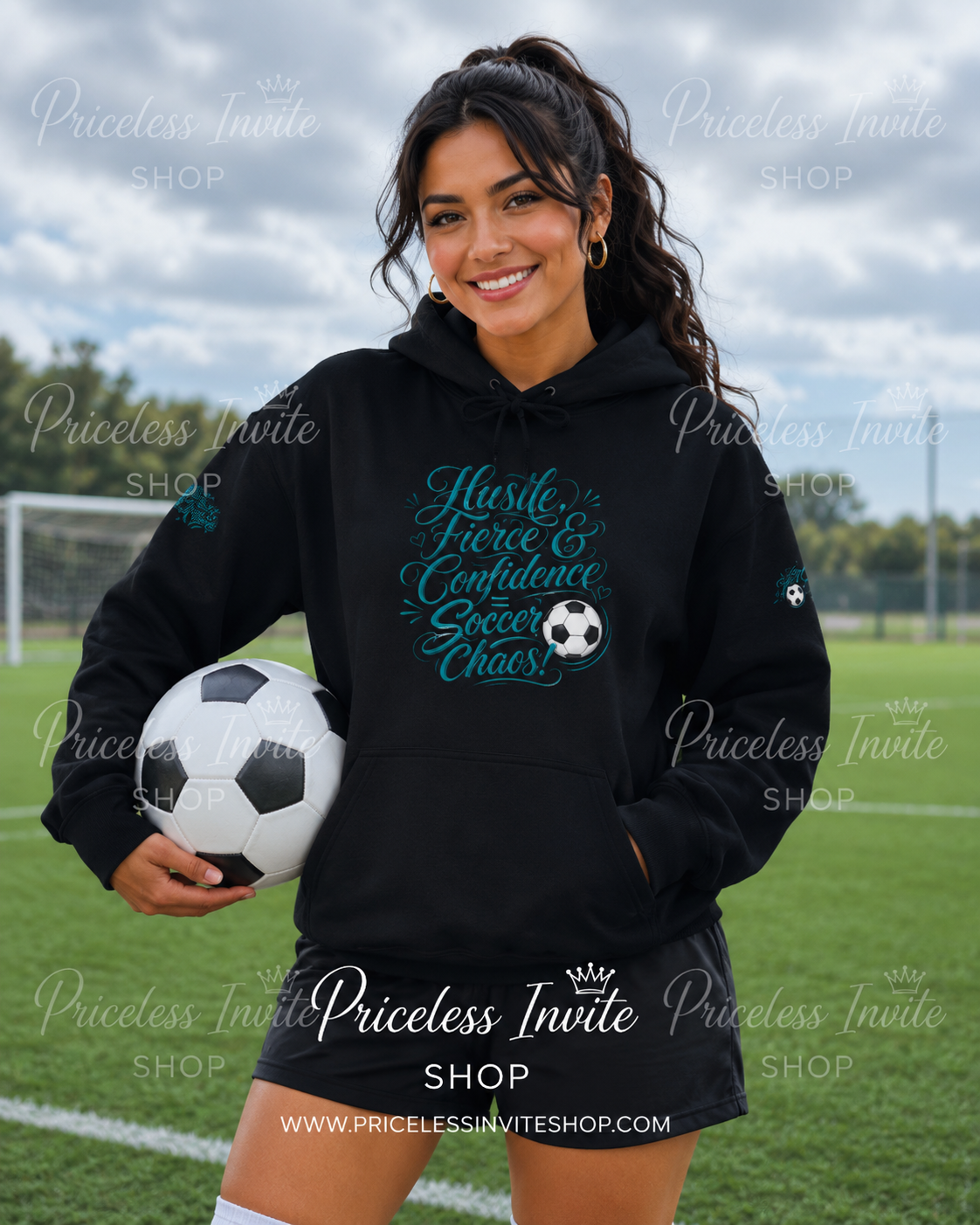 Hustle Fierce & Confidence Soccer Chaos Hoodie | Soccer Game Sweatshirt | Unisex Heavy Blend Hoodie | Soccer Gift