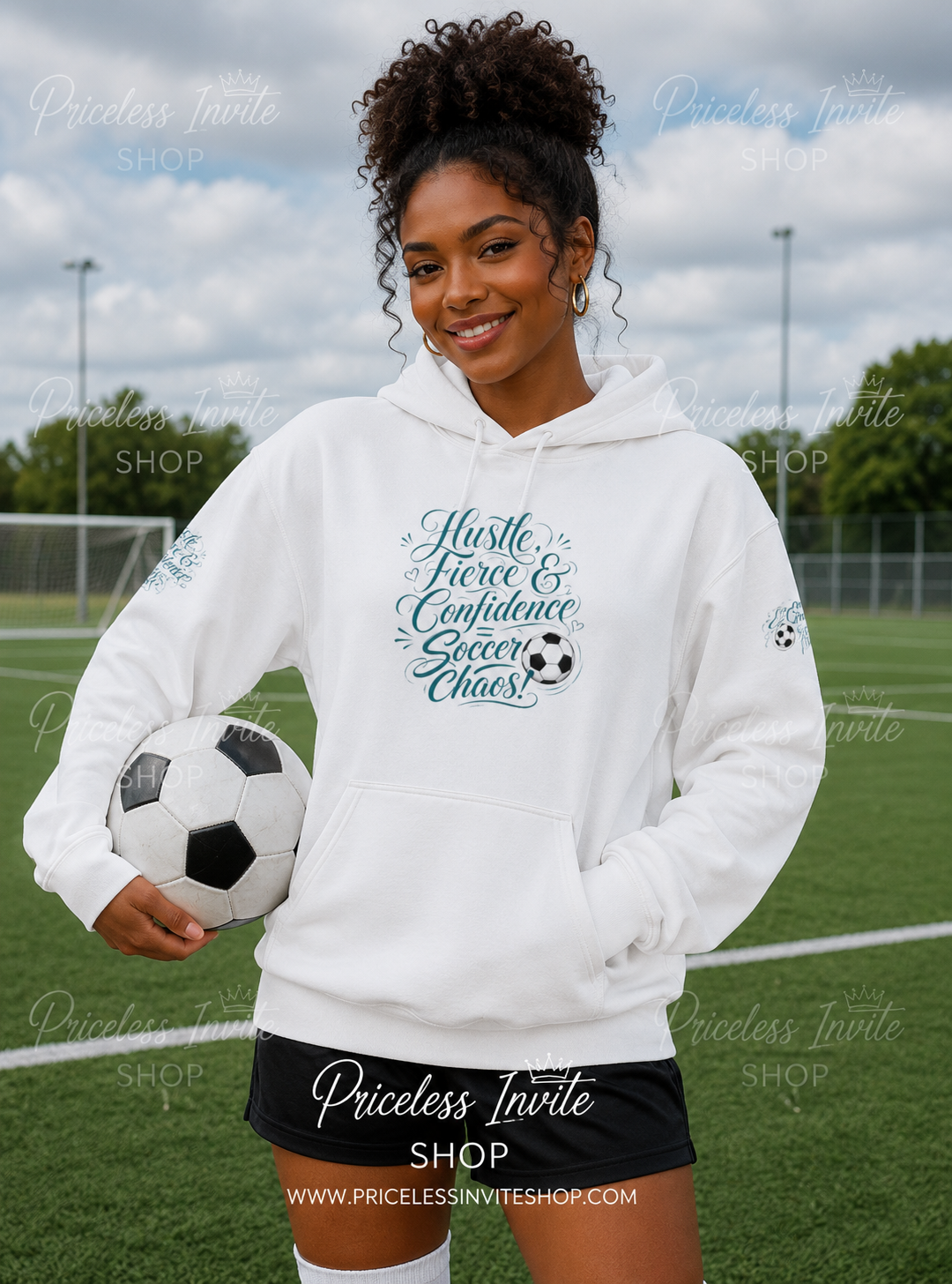 Hustle Fierce & Confidence Soccer Chaos Hoodie | Soccer Game Sweatshirt | Unisex Heavy Blend Hoodie | Soccer Gift