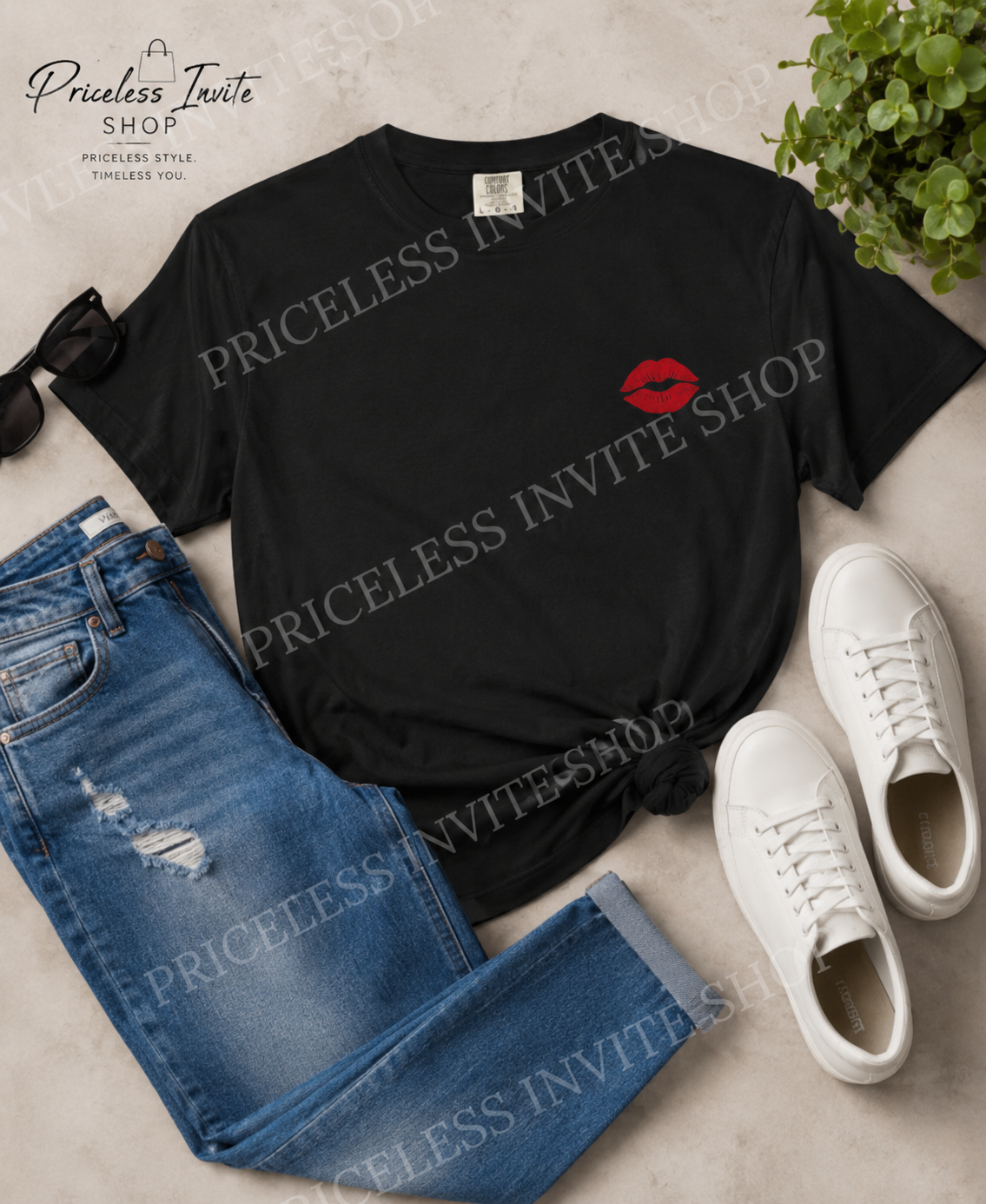 Courage Wore Lipstick Shirt, Chic Women's Graphic Tee, Fashion Lover Gift, Red Lipstick Art Tee, Comfort Colors Unisex Shirt