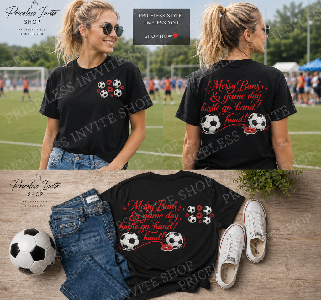 Messy Bun Soccer Shirt, Soccer Game Day Tee, Women's Soccer Graphic Shirt, Comfort Colors Garment-Dyed Tee
