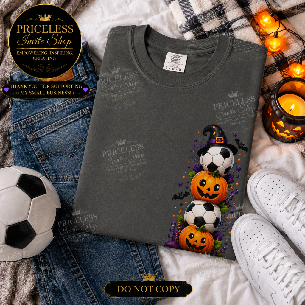 Happy Halloween Soccer Shirt | Adult Halloween Soccer Ball T-Shirt | Soccer Player Gift | Adult Halloween Soccer Ball T-Shirt | Front & Back Design