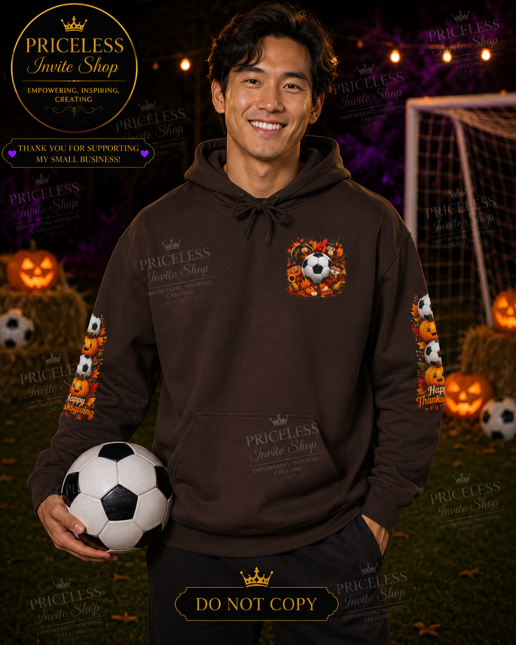 Thanksgiving Soccer Hoodie | Fall Soccer Pullover | Autumn Soccer Ball Hoodie | Cozy Unisex Hooded Sweatshirt | Soccer Fan Gift