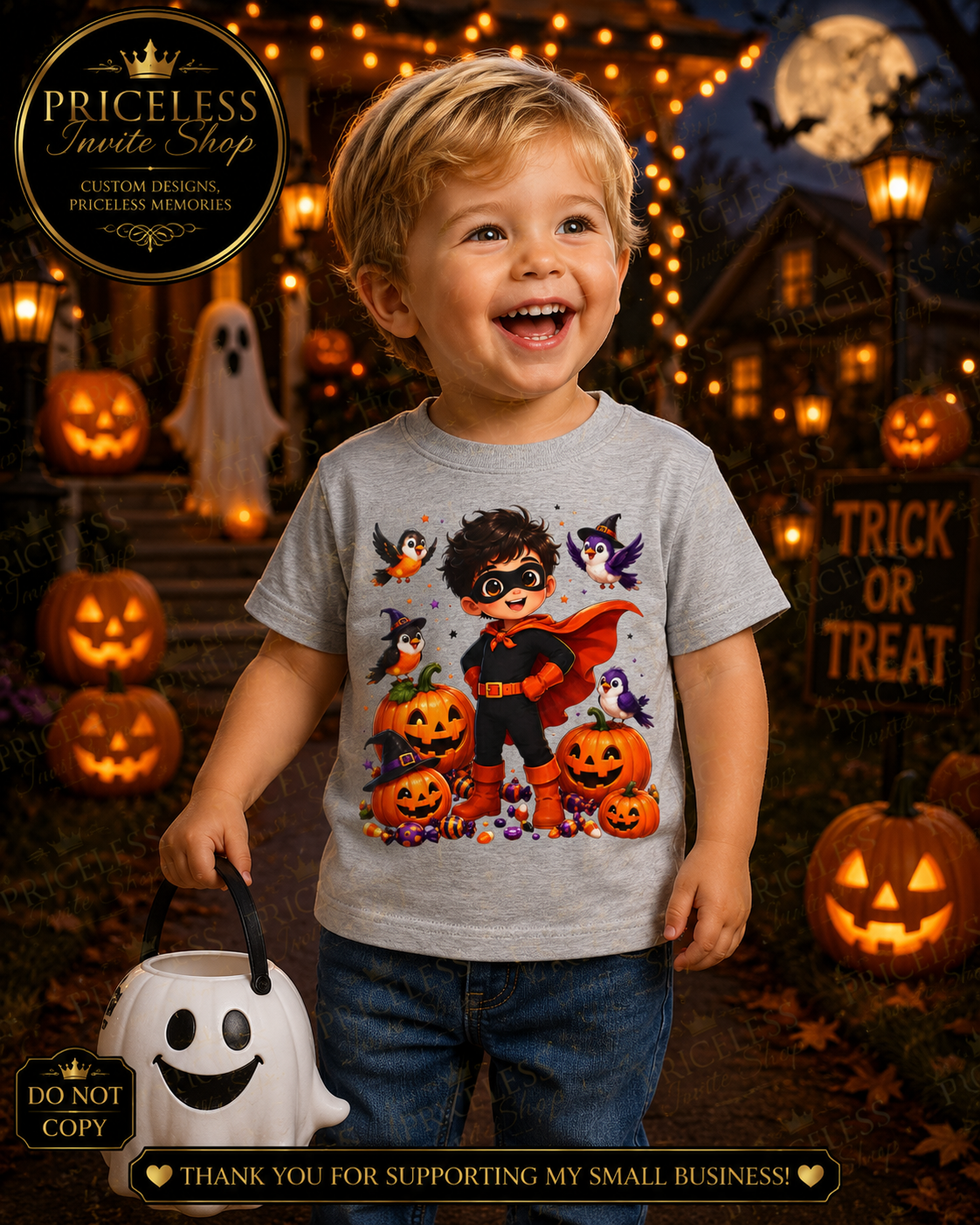 Superhero Halloween Toddler Boy Shirt, Cute Trick or Treat T-Shirt, Pumpkin Halloween Tee, Boys Spooky Season Outfit, Kids Halloween Shirt, 2T-5T