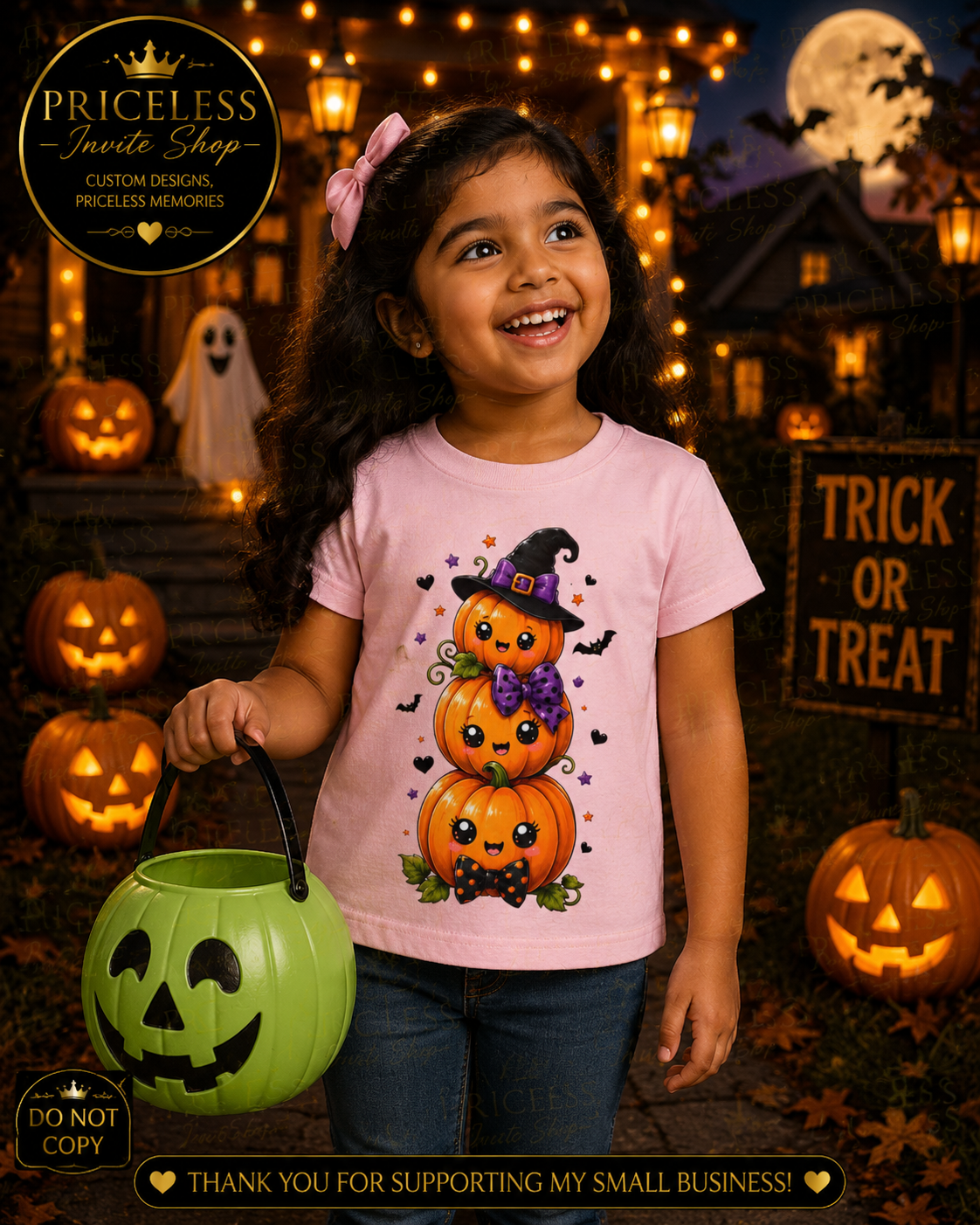 Cute Halloween Pumpkin Toddler Girl Shirt, Spooky Pumpkin Stack T-Shirt, Trick or Treat TeeTrick or Treat Tee, Girls Halloween Outfit