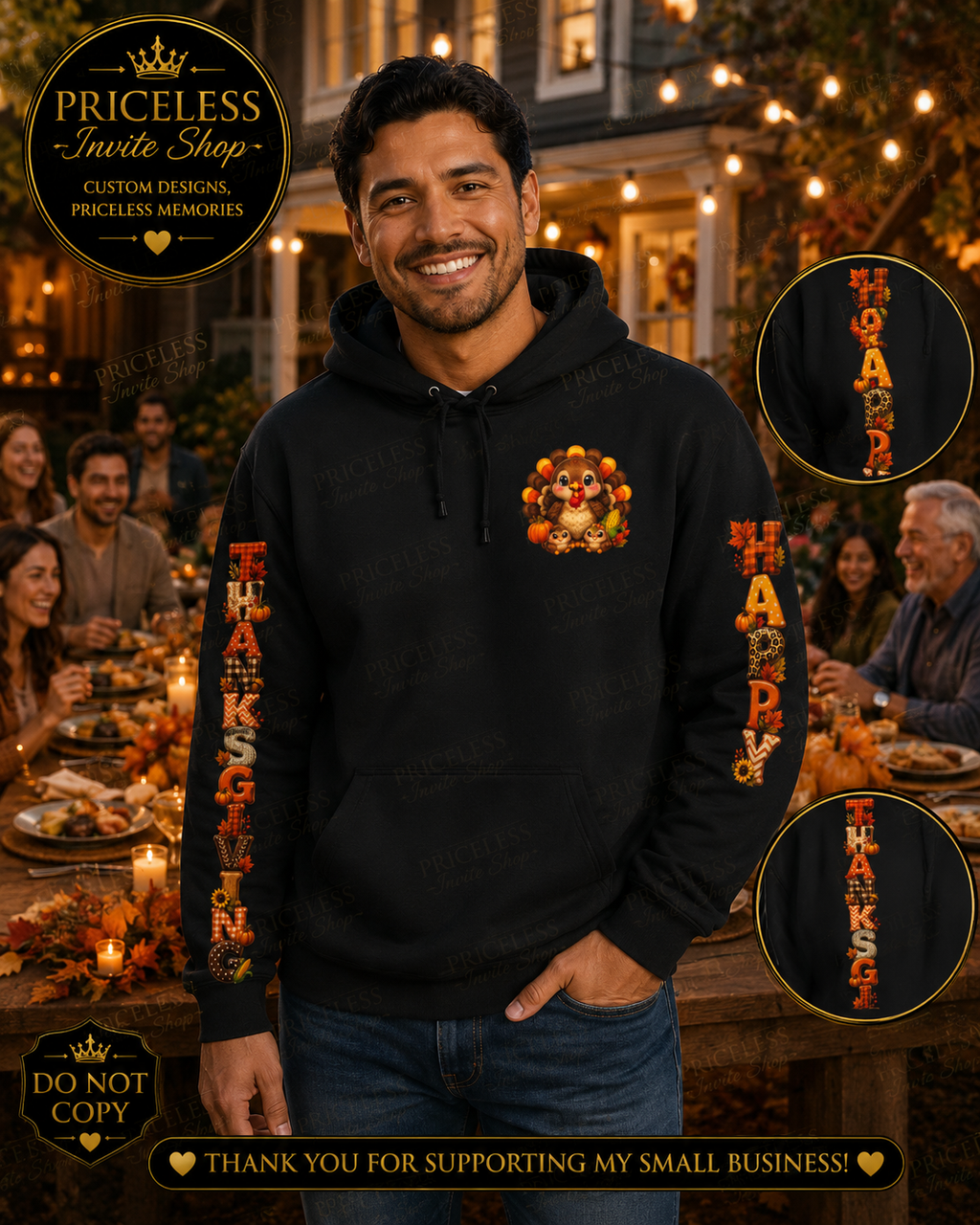 Happy Thanksgiving Sweatshirt Hoodie, Turkey Hoodie, Fall Family Pullover, Cozy Thanksgiving Gift, Unisex S-5XL-Unisex Heavy Blend™ Hooded Sweatshirt