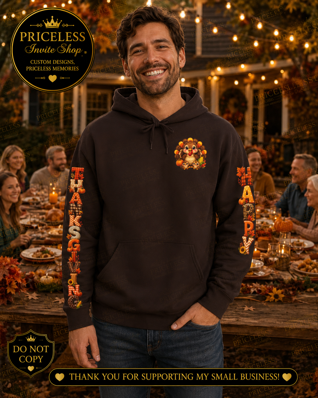 Happy Thanksgiving Sweatshirt Hoodie, Turkey Hoodie, Fall Family Pullover, Cozy Thanksgiving Gift, Unisex S-5XL-Unisex Heavy Blend™ Hooded Sweatshirt