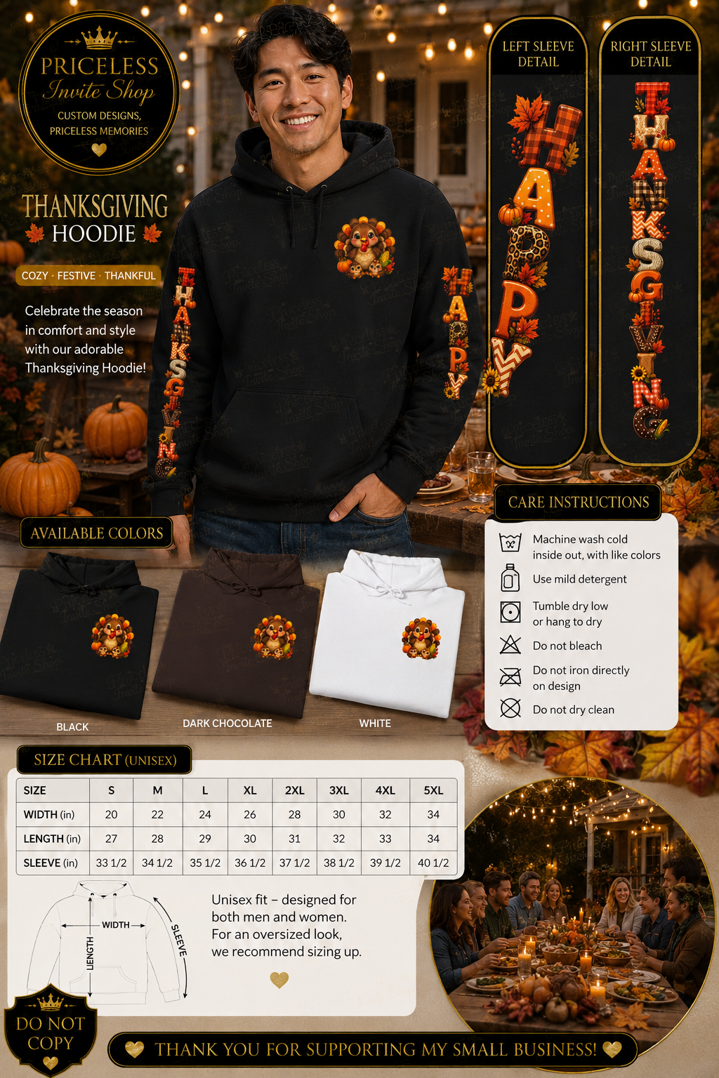 Happy Thanksgiving Sweatshirt Hoodie, Turkey Hoodie, Fall Family Pullover, Cozy Thanksgiving Gift, Unisex S-5XL-Unisex Heavy Blend™ Hooded Sweatshirt