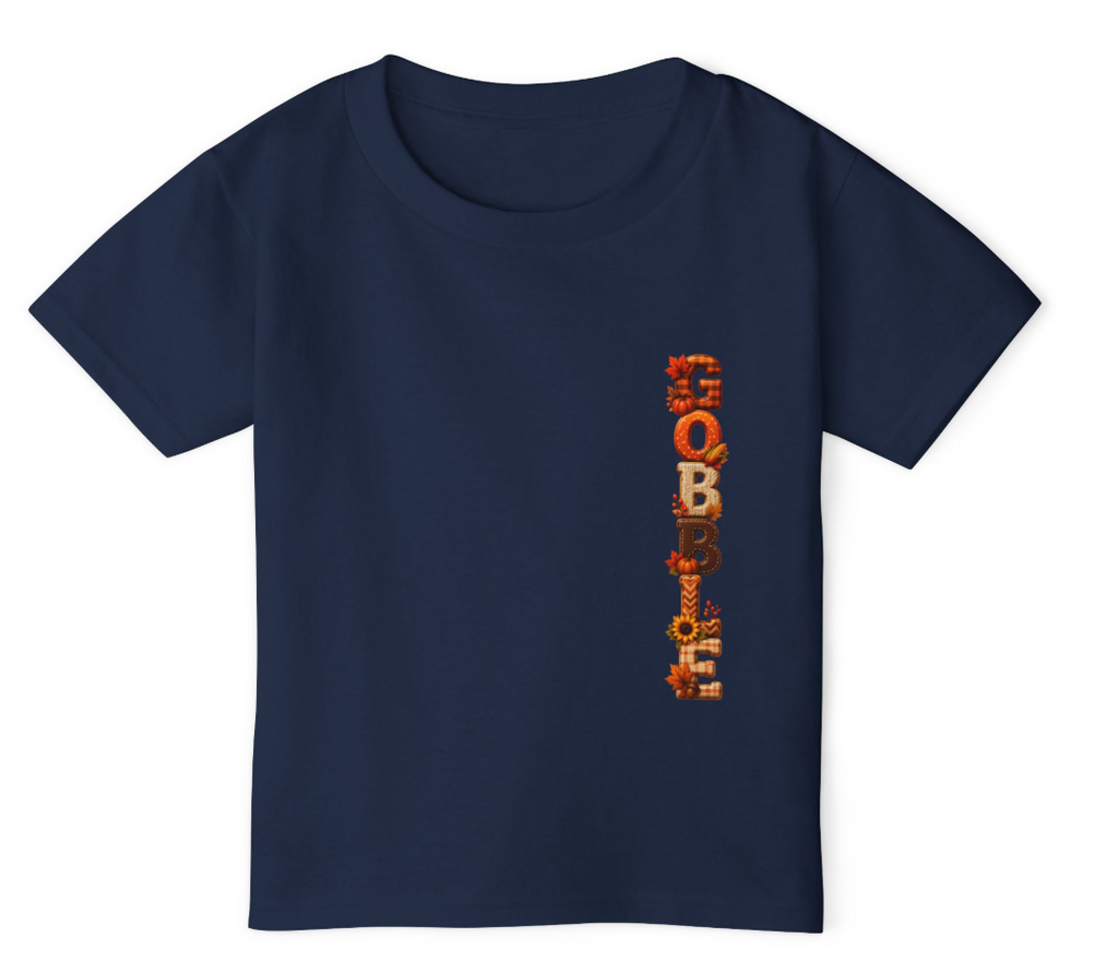 HEAVY COTTON Toddler Thanksgiving Shirt, Gobble Turkey Shirt, Kids Thanksgiving Tee, Fall Toddler T-Shirt, Cute Thanksgiving Outfit 2T-5T