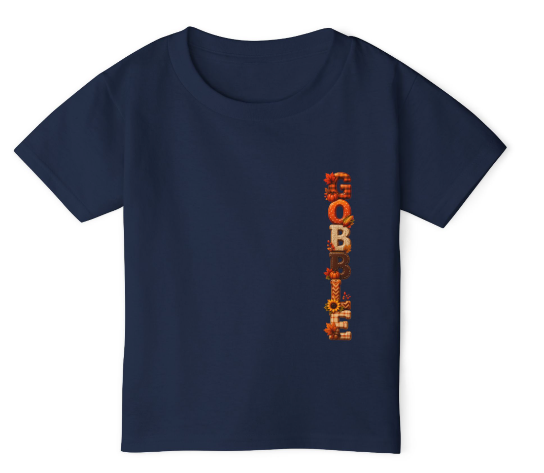 HEAVY COTTON Toddler Thanksgiving Shirt, Gobble Turkey Shirt, Kids Thanksgiving Tee, Fall Toddler T-Shirt, Cute Thanksgiving Outfit 2T-5T