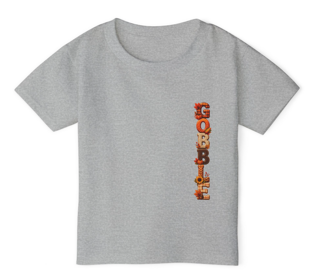 HEAVY COTTON Toddler Thanksgiving Shirt, Gobble Turkey Shirt, Kids Thanksgiving Tee, Fall Toddler T-Shirt, Cute Thanksgiving Outfit 2T-5T