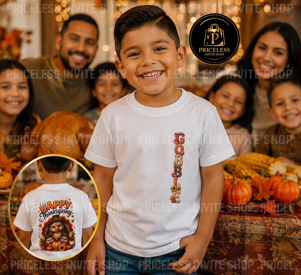 HEAVY COTTON Toddler Thanksgiving Shirt, Gobble Turkey Shirt, Kids Thanksgiving Tee, Fall Toddler T-Shirt, Cute Thanksgiving Outfit 2T-5T