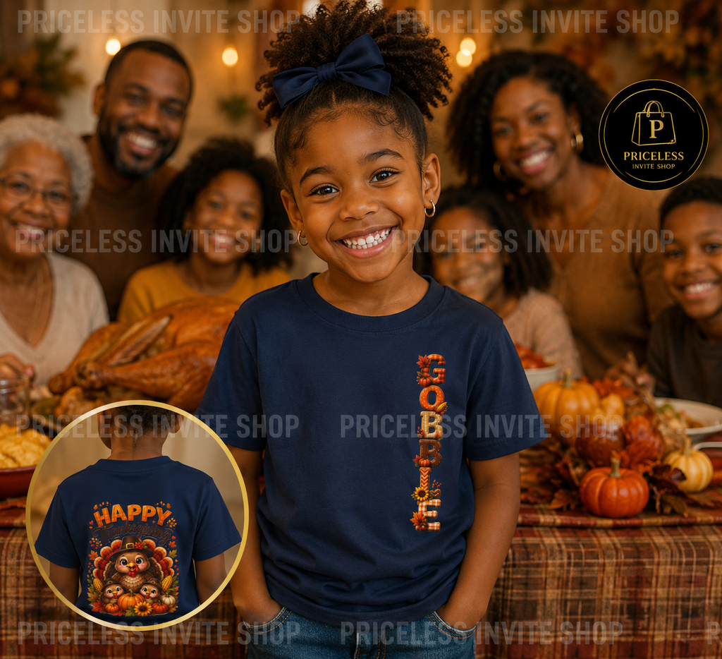 HEAVY COTTON Toddler Thanksgiving Shirt, Gobble Turkey Shirt, Kids Thanksgiving Tee, Fall Toddler T-Shirt, Cute Thanksgiving Outfit 2T-5T
