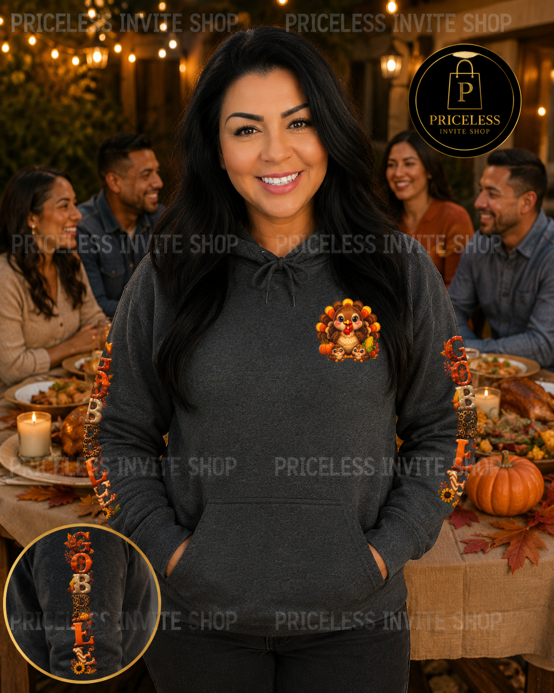Gobble Gobble Thanksgiving Hoodie, Cute Turkey Pullover, Fall Family Hoodie, Cozy Thanksgiving Sweatshirt, Unisex S-5XLUnisex Heavy Blend™ Hooded Sweatshirt