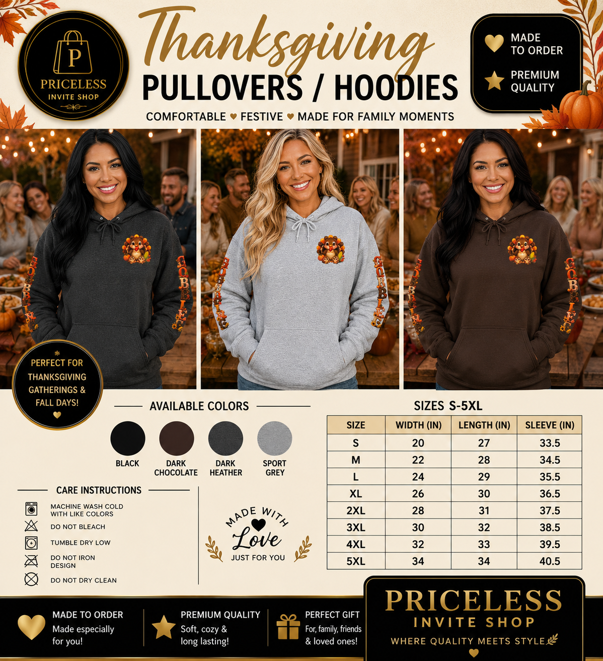 Gobble Gobble Thanksgiving Hoodie, Cute Turkey Pullover, Fall Family Hoodie, Cozy Thanksgiving Sweatshirt, Unisex S-5XLUnisex Heavy Blend™ Hooded Sweatshirt