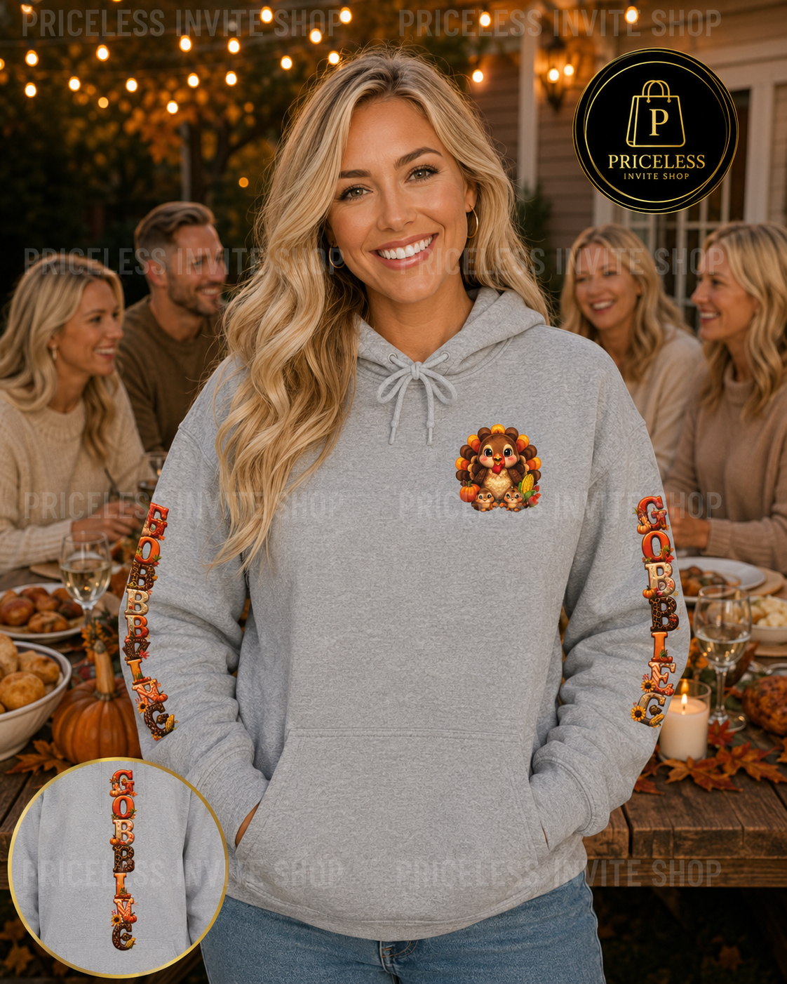 Gobble Gobble Thanksgiving Hoodie, Cute Turkey Pullover, Fall Family Hoodie, Cozy Thanksgiving Sweatshirt, Unisex S-5XLUnisex Heavy Blend™ Hooded Sweatshirt