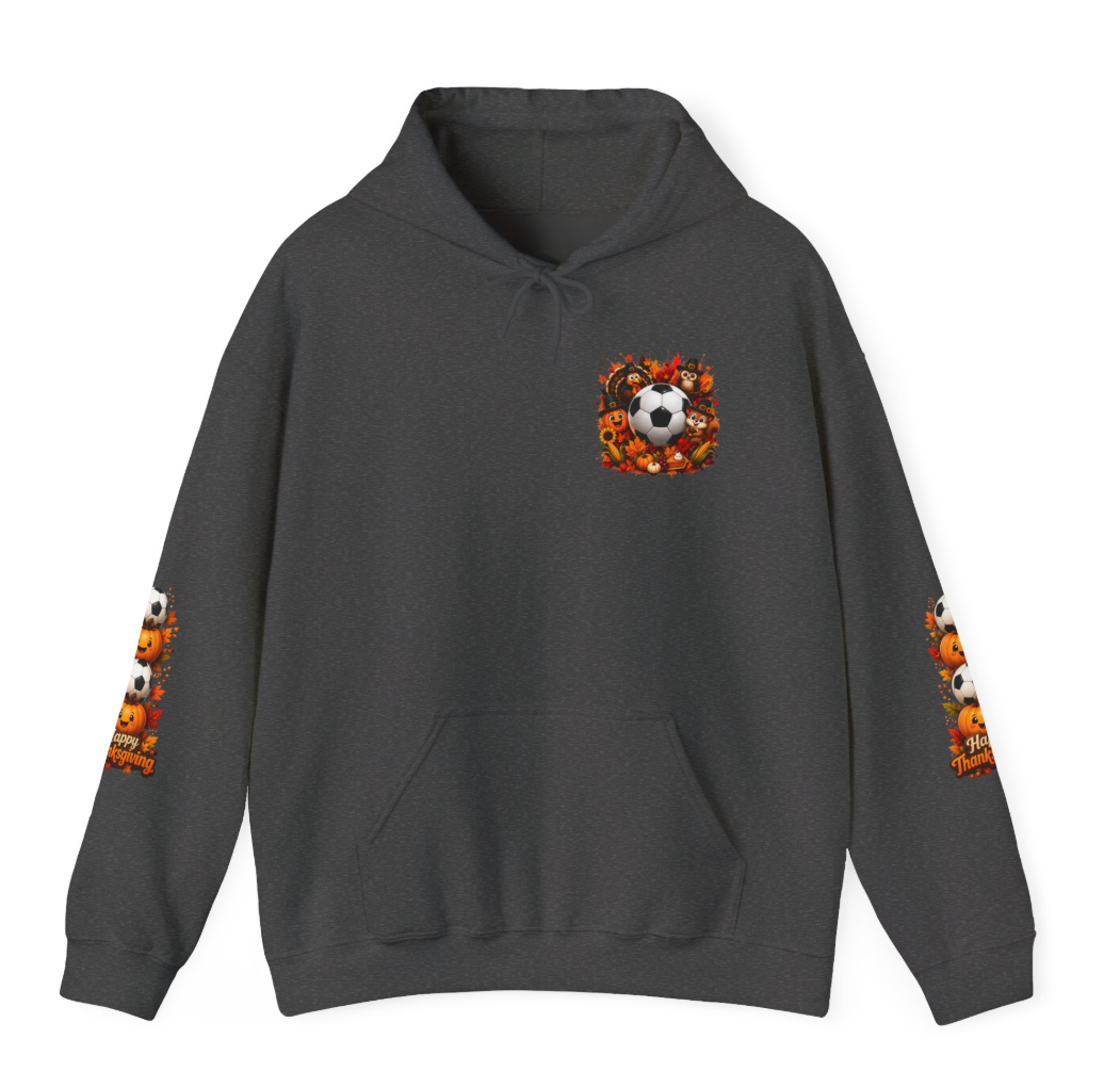 Thanksgiving Soccer Hoodie | Fall Soccer Pullover | Autumn Soccer Ball Hoodie | Cozy Unisex Hooded Sweatshirt | Soccer Fan Gift