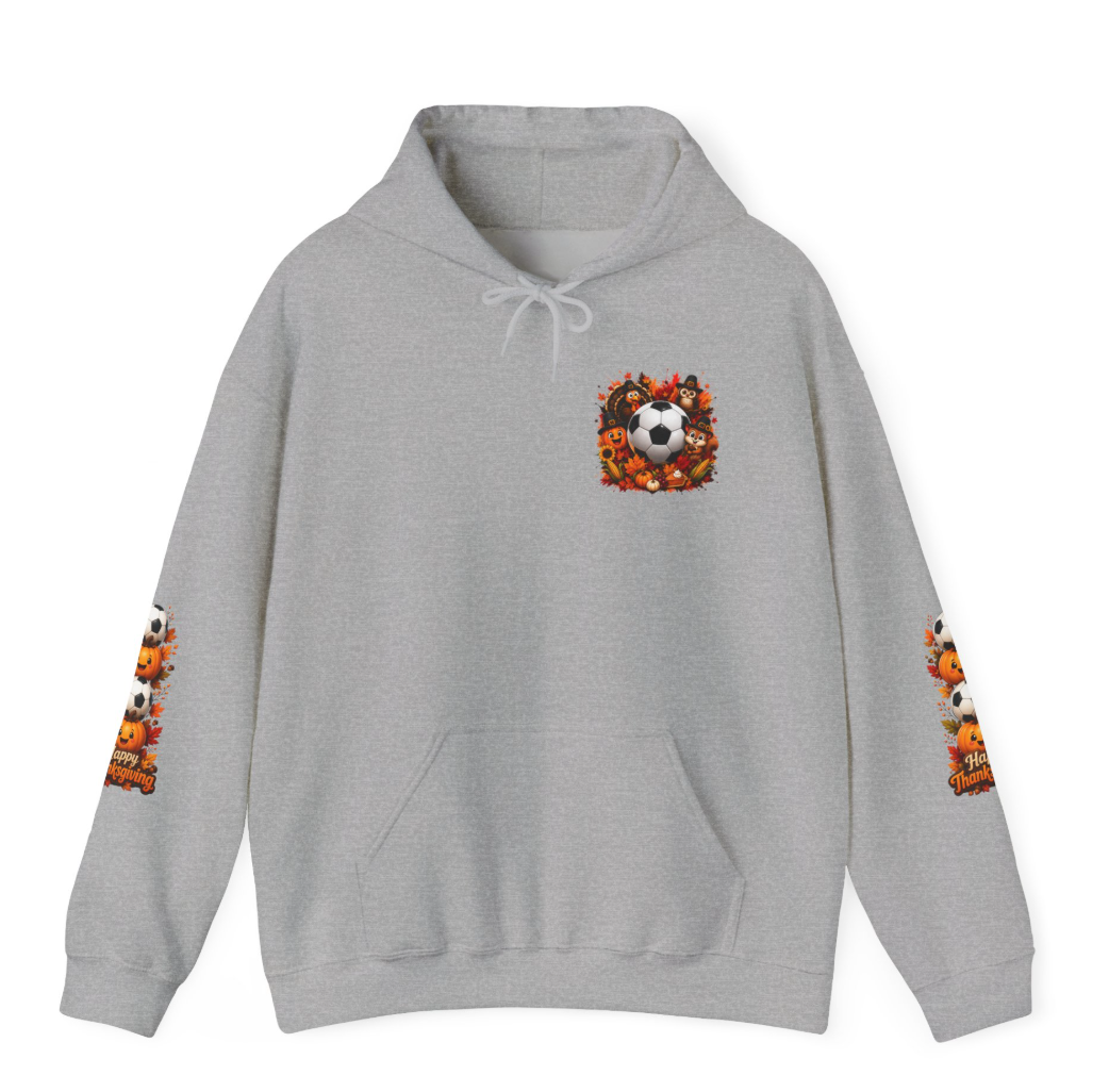 Thanksgiving Soccer Hoodie | Fall Soccer Pullover | Autumn Soccer Ball Hoodie | Cozy Unisex Hooded Sweatshirt | Soccer Fan Gift