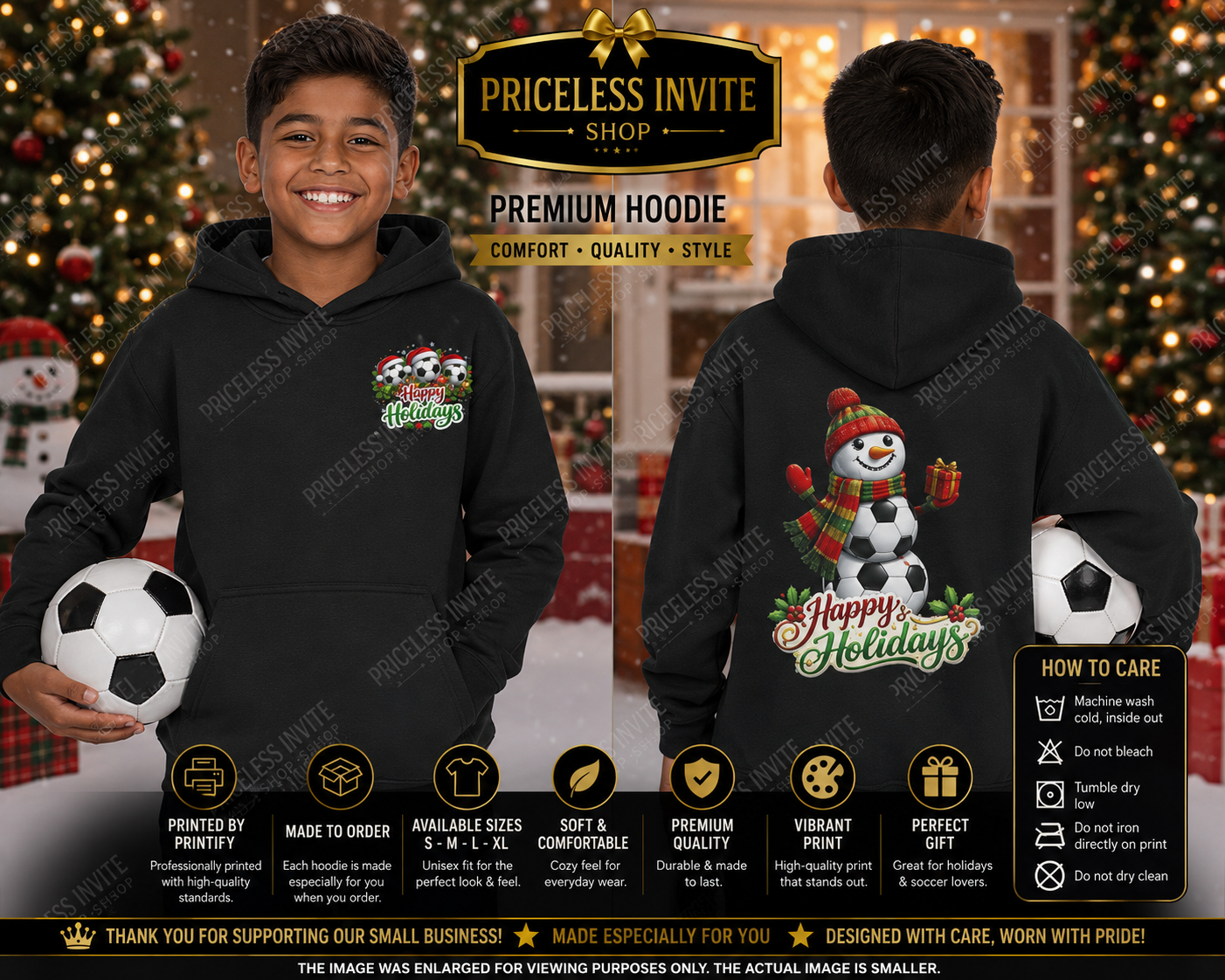 Soccer Christmas/Happy Holidays Soccer Hoodie