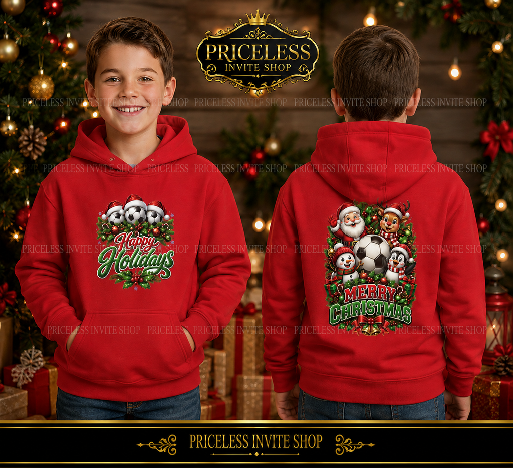 HAPPY HOLIDAY SOCCER YOUTH HODDIE (IMAGE INCREASE FOR VIEWING PURPOSE ONLY) ORIGINAL SLIGHT SMALLER