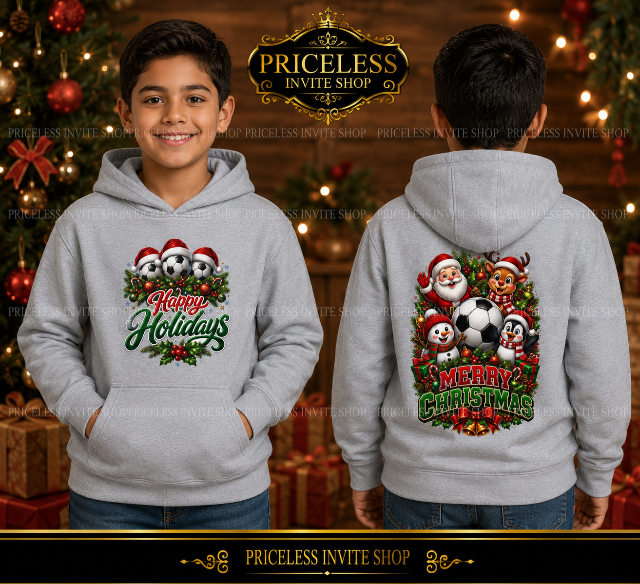 HAPPY HOLIDAY SOCCER YOUTH HODDIE (IMAGE INCREASE FOR VIEWING PURPOSE ONLY) ORIGINAL SLIGHT SMALLER