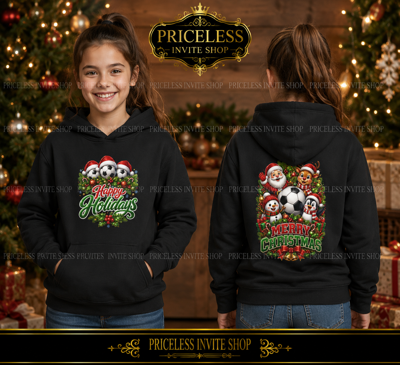 HAPPY HOLIDAY SOCCER YOUTH HODDIE (IMAGE INCREASE FOR VIEWING PURPOSE ONLY) ORIGINAL SLIGHT SMALLER