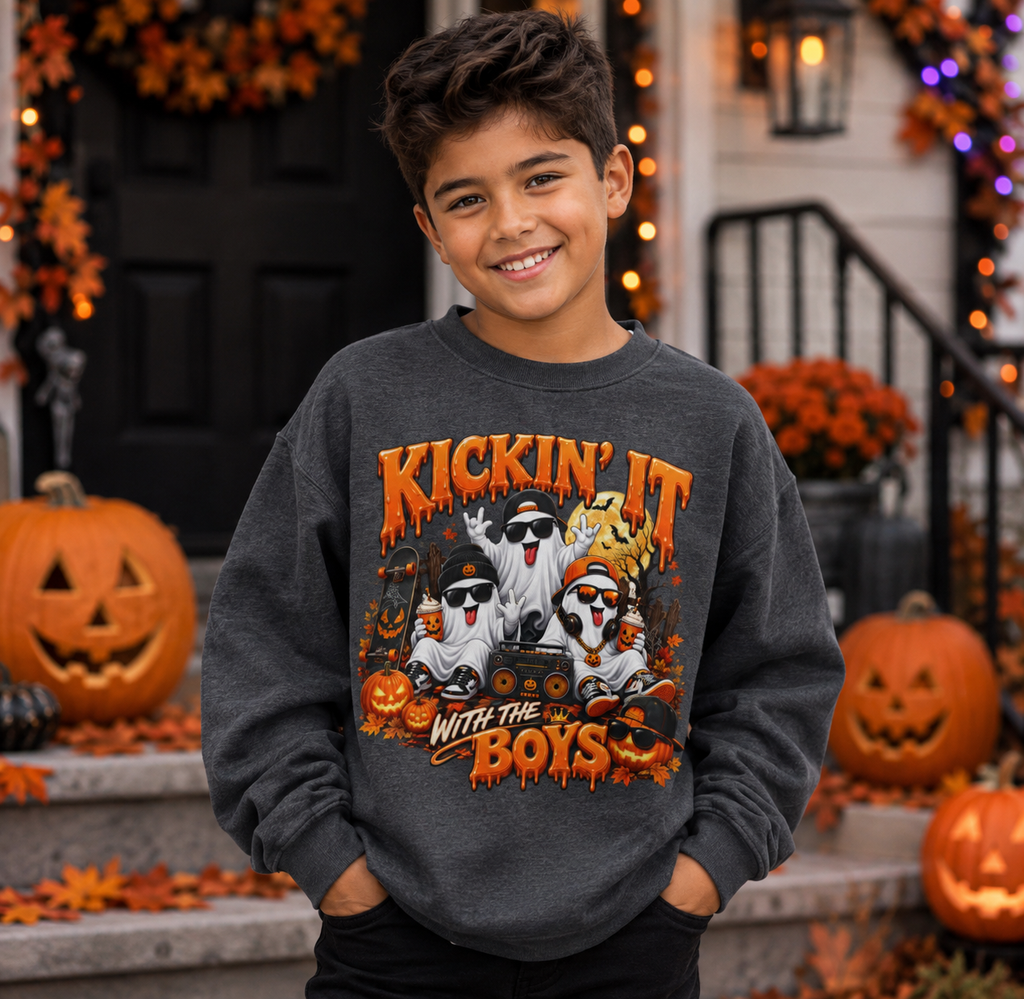 KICKIN WITH THE BOYS Youth Crewneck Sweatshirt