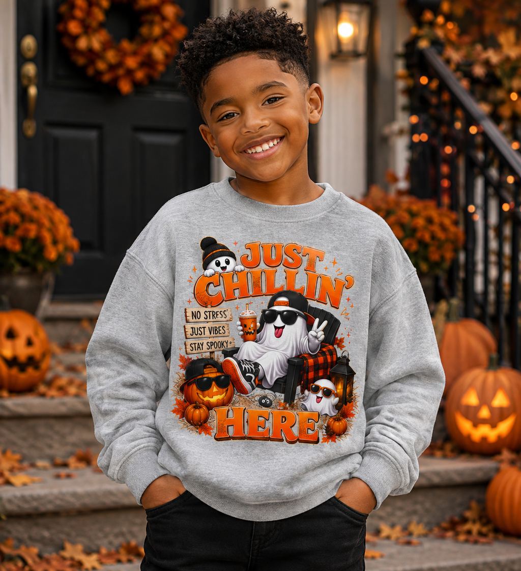 JUST KICKIN IT HERE BOYS Youth Crewneck Sweatshirt